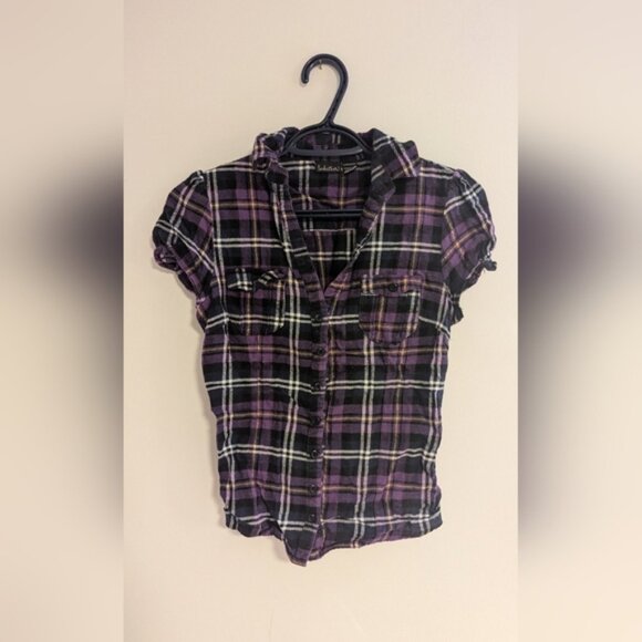 Tops - Seduction Purple Plaid Button Up Shirt - Womens Medium